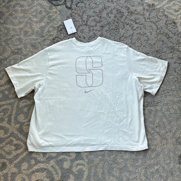 Nike Sabrina Boxy Basketball Tee White Mauve XL - Picture 7 of 10